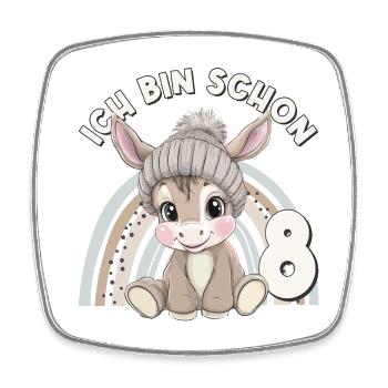 8th Birthday Donkey Rainbow Cute Cute - Square fridge magnet - white - Front