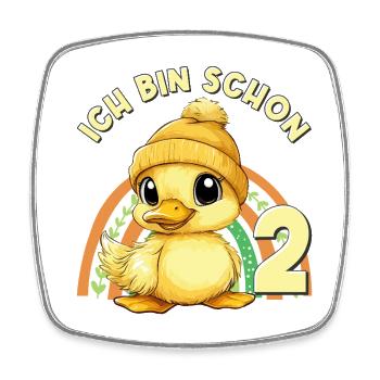 2. Geburtstag Ente Regenbogen Süß Niedlich - Viereckiger Kühlschrankmagnet - Weiß - Vorne