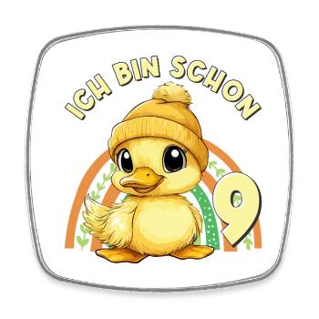 9. Geburtstag Ente Regenbogen Süß Niedlich - Viereckiger Kühlschrankmagnet - Weiß - Vorne