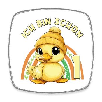 1. Geburtstag Ente Regenbogen Süß Niedlich - Viereckiger Kühlschrankmagnet - Weiß - Vorne