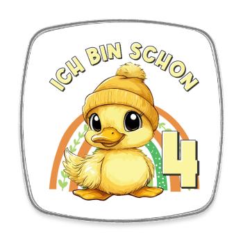 4. Geburtstag Ente Regenbogen Süß Niedlich - Viereckiger Kühlschrankmagnet - Weiß - Vorne