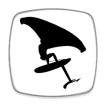 Wingsurfer dynamique sur l’eau - Magnet carré - blanc - Devant