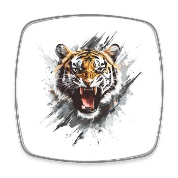 Tiger Head Predator Nature Wilderness Splash - Square fridge magnet - white - Front
