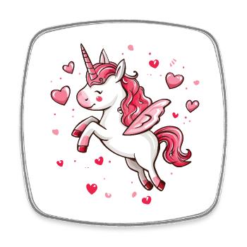 Unicorn Heart Love Cute Cute Unicorns Cartoon - Square fridge magnet - white - Front