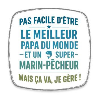 Super Papa Marin-Pêcheur cadeau fête des pères - Magnet carré - blanc - Devant