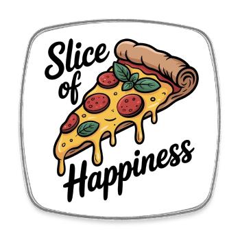 Slice of Happiness - Pizza - Viereckiger Kühlschrankmagnet - Weiß - Vorne