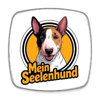 Minibullterrier - mein Seelenhund - Viereckiger Kühlschrankmagnet - Weiß - Vorne