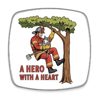 A Hero with a Heart - Square fridge magnet - white - Front