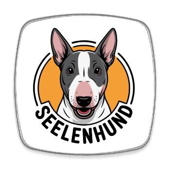 Minibullterrier - mein Seelenhund. Minibullterrier - Viereckiger Kühlschrankmagnet - Weiß - Vorne