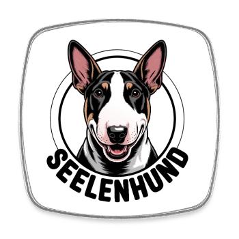 Minibullterrier - mein Seelenhund - Viereckiger Kühlschrankmagnet - Weiß - Vorne