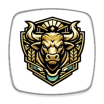 Gold Bull Emblem - Square fridge magnet - white - Front