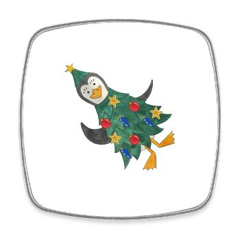 Pingouin de Noël Arbre de Noël Pôle Sud - Magnet carré - blanc - Devant