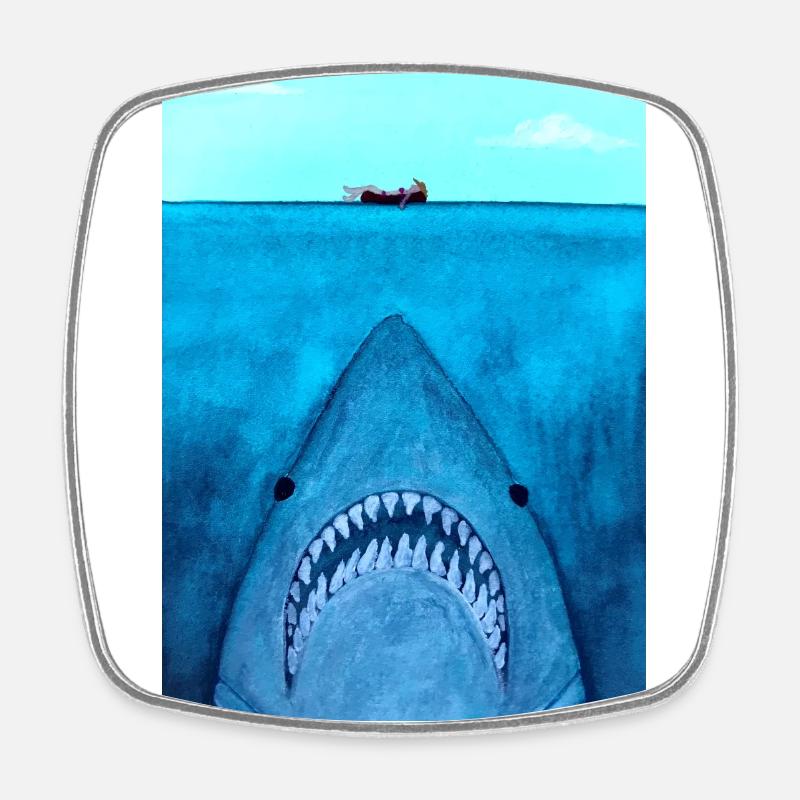 Shark Attack - Square fridge magnet - white