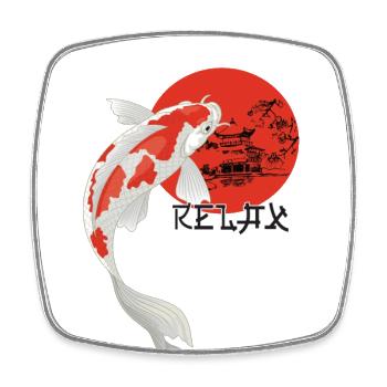 Relax Koi Carp Japan Garden Pond Showa - Square fridge magnet - white - Front