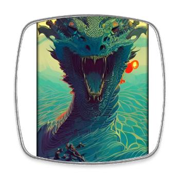 Dragon Water Monster Lac de mer - Magnet carré - blanc - Devant