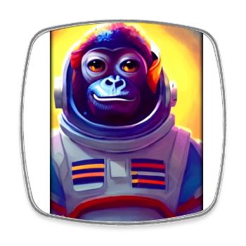 Monkey Animal Astronaut Space Space Universe 5 - Square fridge magnet - white - Front