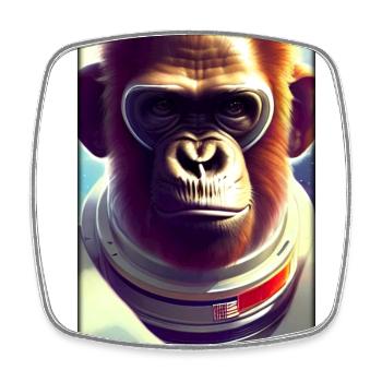 Monkey Animal Astronaut Space Space Universe 2 - Square fridge magnet - white - Front