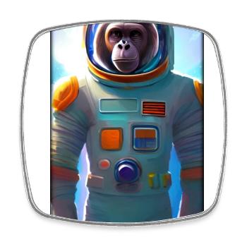 Monkey Animal Astronaut Space Travel Universe 7 - Square fridge magnet - white - Front