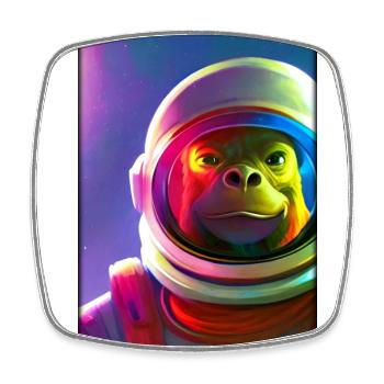 Monkey Animal Astronaut Space Space Universe 6 - Square fridge magnet - white - Front