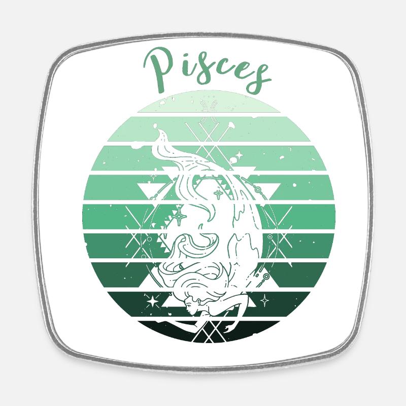 Logo rétro signe astrologique "Poisson" - Magnet carré - blanc