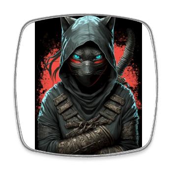 Ninja Cat Japan - Square fridge magnet - white - Front