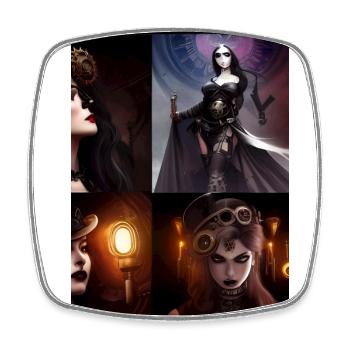 Steampunk - Square fridge magnet - white - Front