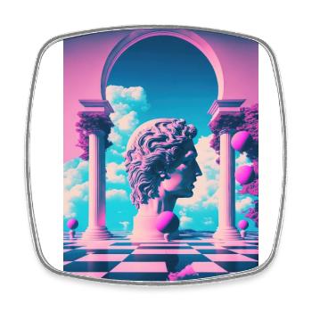 Eine Vaporwave Erkundung von Schönheit und Antike - Viereckiger Kühlschrankmagnet - Weiß - Vorne