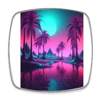 Eine surreale kosmische Synthwave Retrowave Nacht - Viereckiger Kühlschrankmagnet - Weiß - Vorne