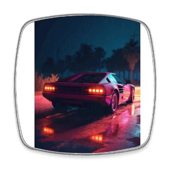 Future Drive: Neon Spuren vom Synthwave Abenteuer - Viereckiger Kühlschrankmagnet - Weiß - Vorne