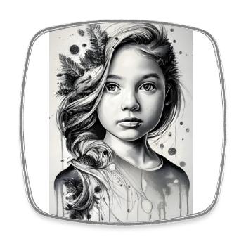 girl in black and white - Square fridge magnet - white - Front