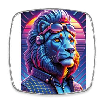 lion pop art 80s - Viereckiger Kühlschrankmagnet - Weiß - Vorne