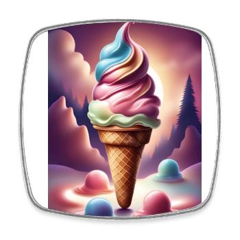Fondant crème glacée design graphique t-shirt - Magnet carré - blanc - Devant