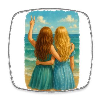Copines au bord de la mer Design - Magnet carré - blanc - Devant