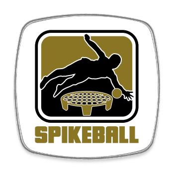 Farben änderbar | Spikeball Roundnet Fun - Viereckiger Kühlschrankmagnet - Weiß - Vorne