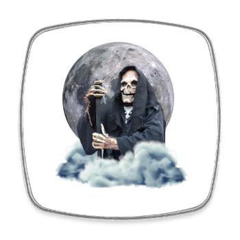 Totenkopf Sensenmann - Viereckiger Kühlschrankmagnet - Weiß - Vorne