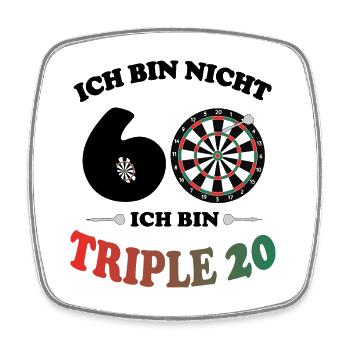 Dart Spieler 60. Geburtstag Triple 20 Spruch - Viereckiger Kühlschrankmagnet - Weiß - Vorne