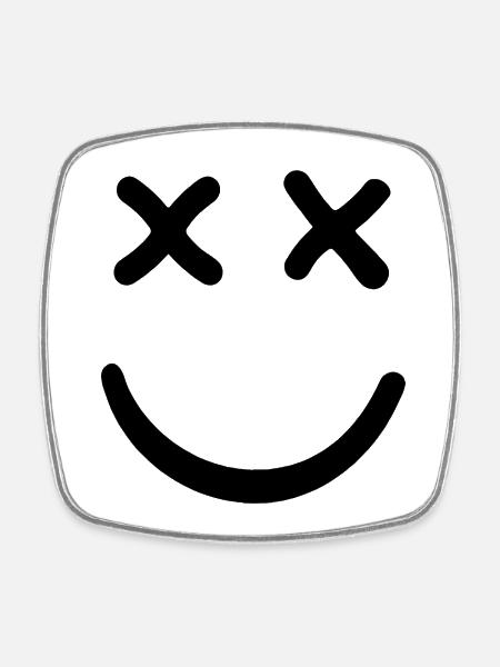 Dead Smiley Crossed Eyed Smiley - Square fridge magnet - white