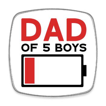 DAD OF 5 BOYS - Viereckiger Kühlschrankmagnet - Weiß - Vorne