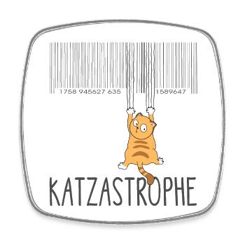 Katzastrophe versus Katastrophe - EAN Code - Viereckiger Kühlschrankmagnet - Weiß - Vorne