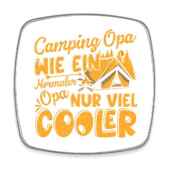 CAMPING OPA, WIE EIN NORMALER OPA NUR VIEL COOLER - Viereckiger Kühlschrankmagnet - Weiß - Vorne
