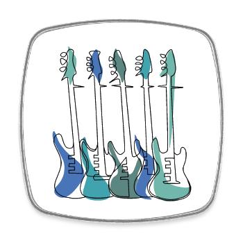 E-GITARREN STRICHZEICHNUNG - Viereckiger Kühlschrankmagnet - Weiß - Vorne