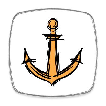 Dessin d’ancrage. Marine. Icônes maritimes/navires. - Magnet carré - blanc - Devant
