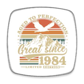 1984 Vintage Born Vintage Birthday Gift - Square fridge magnet - white - Front