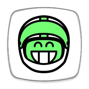 Emoticon Grin mit Motorradhelm (Farben änderbar) - Viereckiger Kühlschrankmagnet - Weiß - Vorne