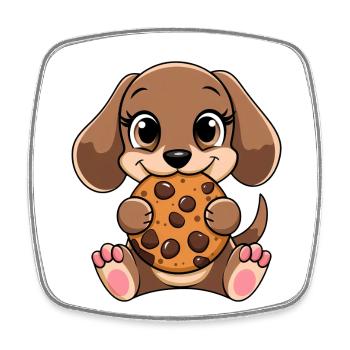 Süßer Dackel Hund Keks Cartoon Naschen Süßigkeit - Viereckiger Kühlschrankmagnet - Weiß - Vorne