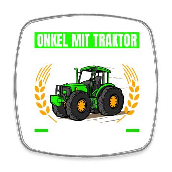 Landwirtschaft Onkel Mit Traktor Trecker - Viereckiger Kühlschrankmagnet - Weiß - Vorne