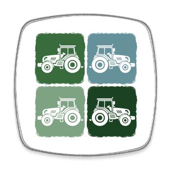 Tracteur Rétro Tracteur Temps de récolte dans l’agriculture - Magnet carré - blanc - Devant