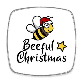 Beeful Christmas Biene Weihnachten Weihnachtsmann - Viereckiger Kühlschrankmagnet - Weiß - Vorne