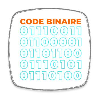 Code binaire - Magnet carré - blanc - Devant