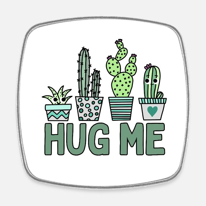HUG ME / Cactus - Square fridge magnet - white
